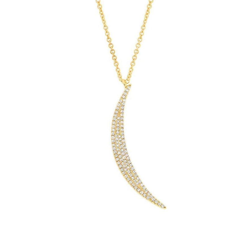 Shy Creation Jewelry - 0.25CT 14K YELLOW GOLD DIAMOND PAVE CRESCENT NECKLACE | Manfredi Jewels
