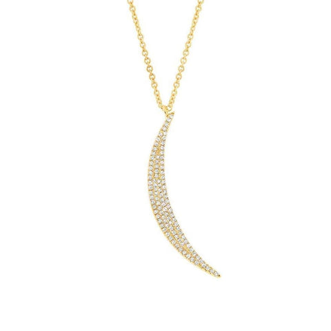 0.25CT 14K YELLOW GOLD DIAMOND PAVE CRESCENT NECKLACE