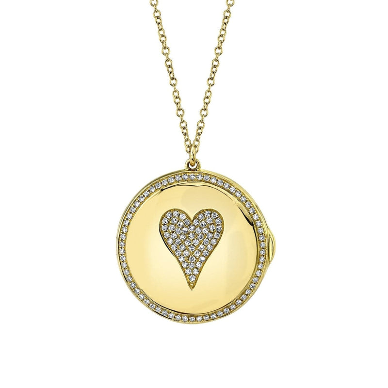 Shy Creation Jewelry - 0.25CT DIAMOND PAVE HEART LOCKET NECKLACE | Manfredi Jewels