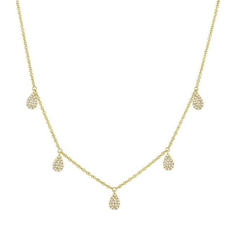 0.27ct 14k Yellow Gold Diamond Pave Necklace