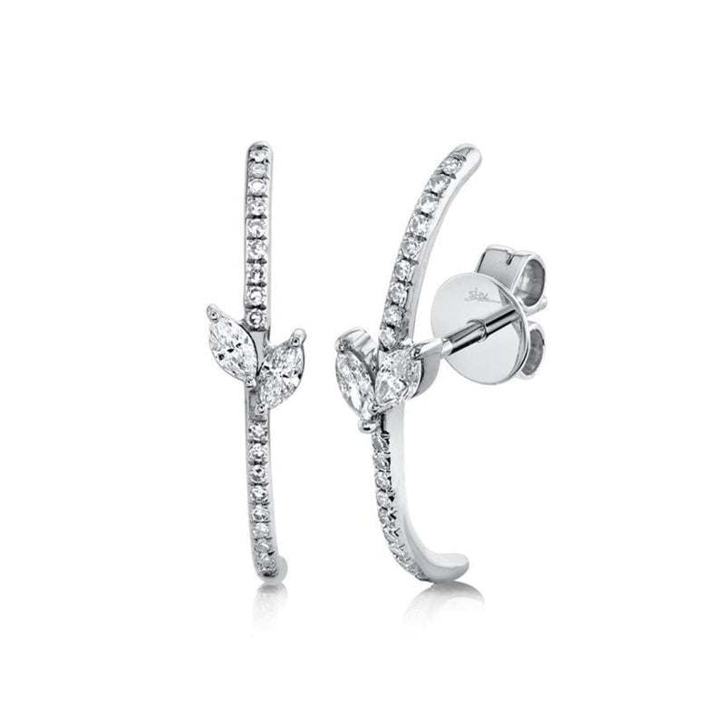 Shy Creation Jewelry - 0.29Ct 14K White Gold Diamond Marquise Lobe Cuff Earring | Manfredi Jewels