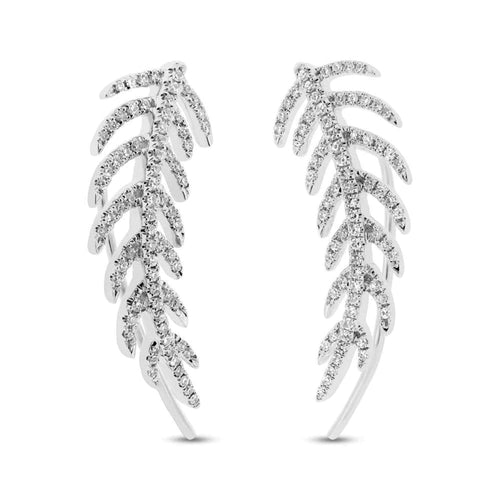 Shy Creation Jewelry - 0.30CT DIAMOND FEATHER EAR CRAWLER EARRING | Manfredi Jewels