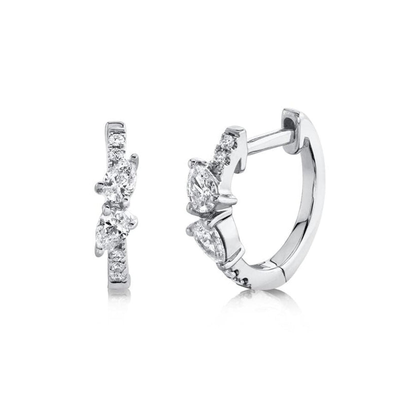 Shy Creation Jewelry - 0.32Ct 14K White Gold Diamond Pear Huggie Earring | Manfredi Jewels