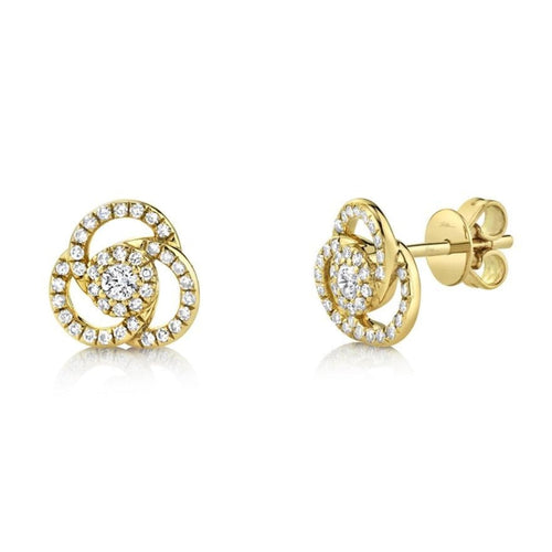 Shy Creation Jewelry - 0.32Ct 14K Yellow Gold Diamond Love Knot Stud Earring | Manfredi Jewels
