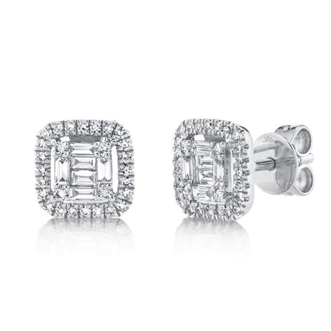 0.43Ct 14K White Gold Diamond Baguette Stud Earring