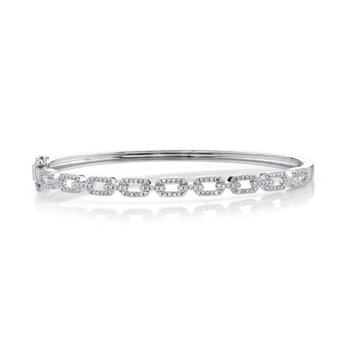 Shy Creation Jewelry - 0.44Ct 14K White Gold Diamond Link Bangle | Manfredi Jewels