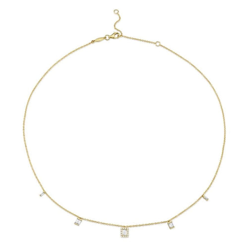 Shy Creation Jewelry - 0.46Ct 14K Yellow Gold Diamond Baguette Necklace | Manfredi Jewels