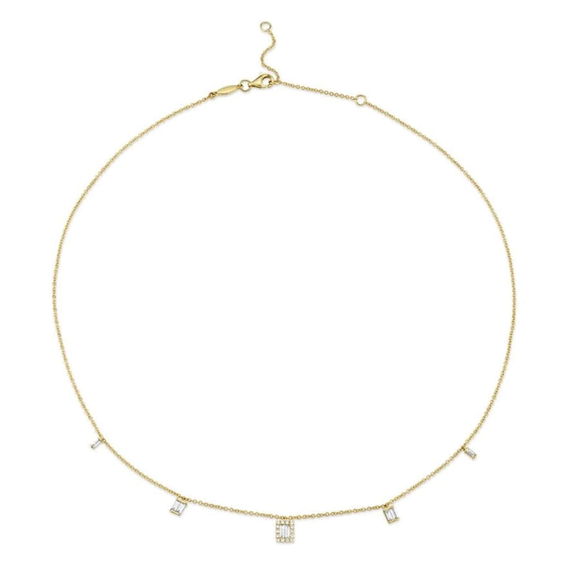 Shy Creation Jewelry - 0.46Ct 14K Yellow Gold Diamond Baguette Necklace | Manfredi Jewels