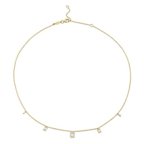 0.46Ct 14K Yellow Gold Diamond Baguette Necklace