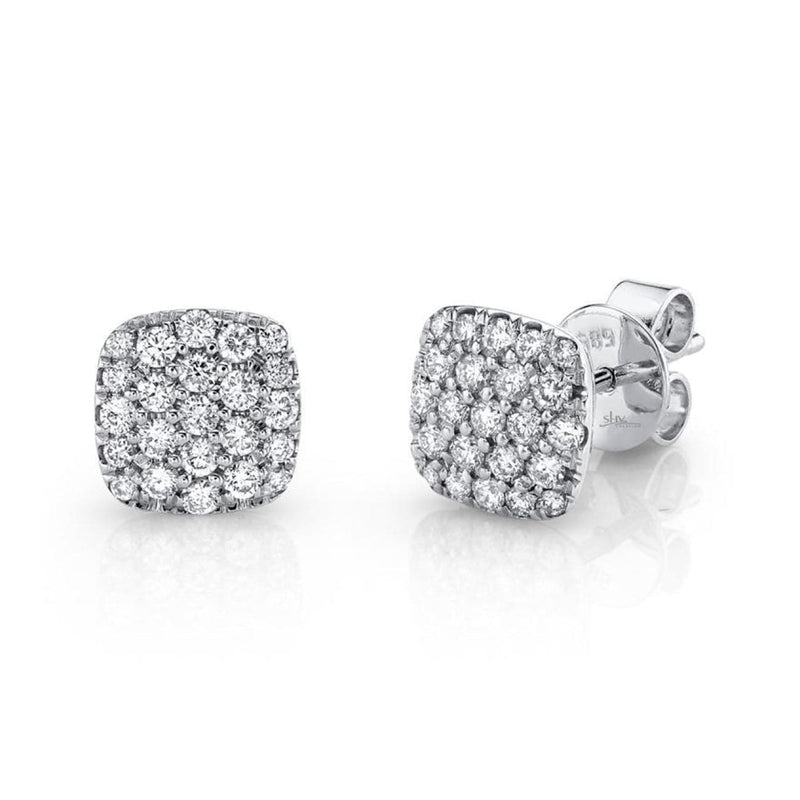 Shy Creation Jewelry - 0.50Ct 14K White Gold Diamond Pave Stud Earring | Manfredi Jewels