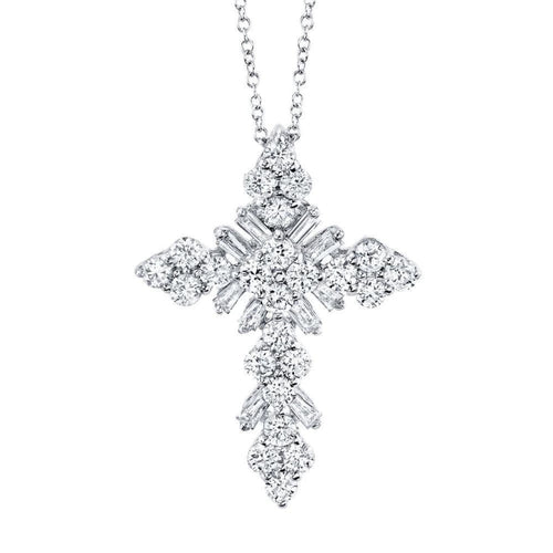 Shy Creation Jewelry - 0.60CT DIAMOND BAGUETTE CROSS NECKLACE | Manfredi Jewels