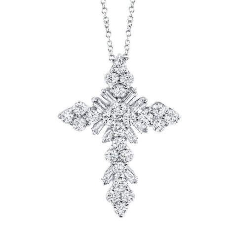 0.60CT DIAMOND BAGUETTE CROSS NECKLACE