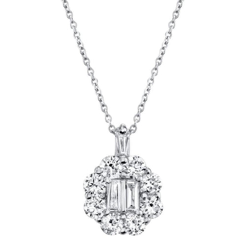 Shy Creation Jewelry - 0.66Ct 14K White Gold Diamond Baguette Necklace | Manfredi Jewels