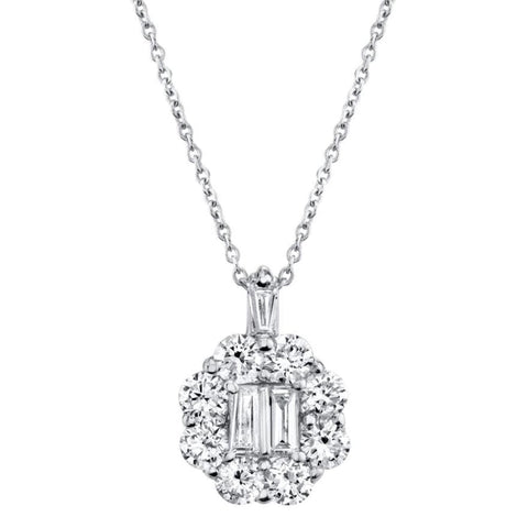 0.66Ct 14K White Gold Diamond Baguette Necklace