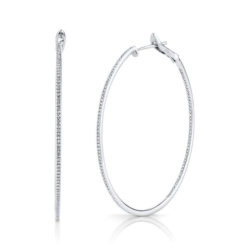 Shy Creation Jewelry - 0.66Ct 14K WHITE GOLD DIAMOND HOOP EARRING | Manfredi Jewels