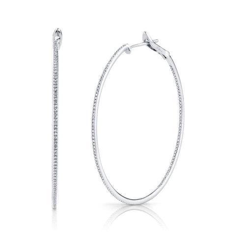 0.66Ct 14K WHITE GOLD DIAMOND HOOP EARRING