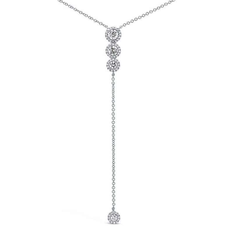 Shy Creation Jewelry - 0.73Ct 14K White Gold Diamond Lariat Necklace | Manfredi Jewels