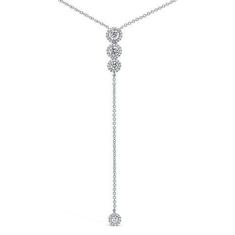 0.73Ct 14K White Gold Diamond Lariat Necklace