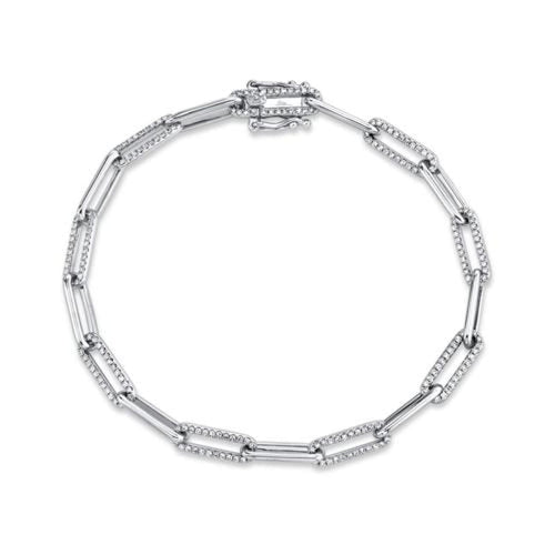 Shy Creation Jewelry - 0.74Ct 14K White Gold Diamond Link Bracelet | Manfredi Jewels
