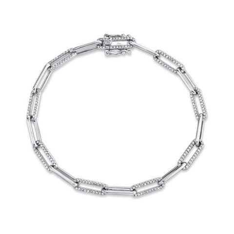 0.74Ct 14K White Gold Diamond Link Bracelet