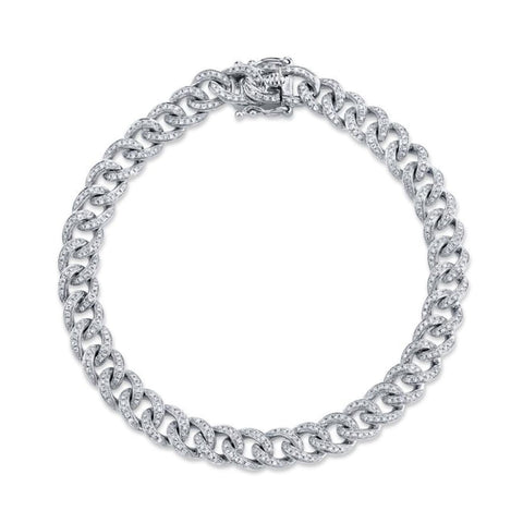 1.05Ct 14K White Gold Diamond Pave Chain Bracelet