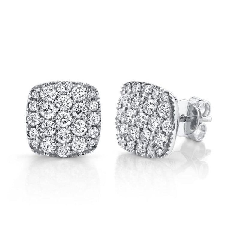 Shy Creation Jewelry - 1.10Ct 14K WHITE GOLD DIAMOND PAVE STUD EARRING | Manfredi Jewels