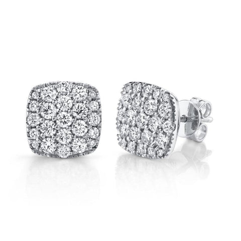 1.10Ct 14K WHITE GOLD DIAMOND PAVE STUD EARRING