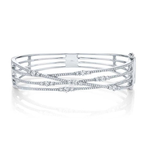 Shy Creation Jewelry - 1.60ct 14k White Gold Diamond Bridge Bangle | Manfredi Jewels