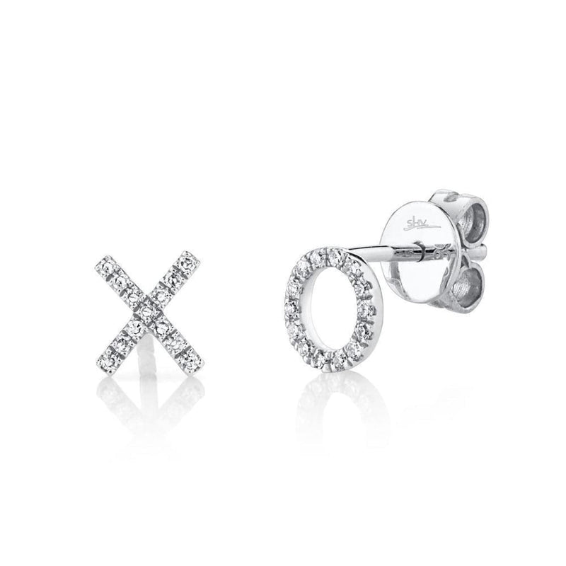 Shy Creation Jewelry - 14K WHITE GOLD ’XO’ EARRINGS SET WITH 0.09CTS OF DIAMONDS | Manfredi Jewels