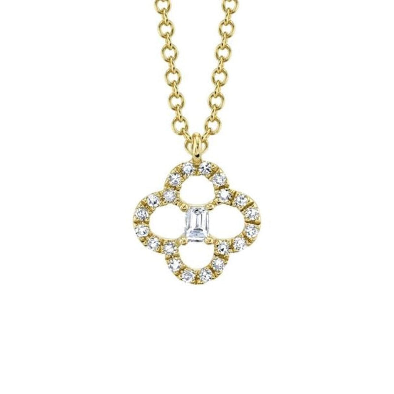 Shy Creation Jewelry - 14K YELLOW GOLD.11CTW DIAMOND CLOVER NECKLACE | Manfredi Jewels