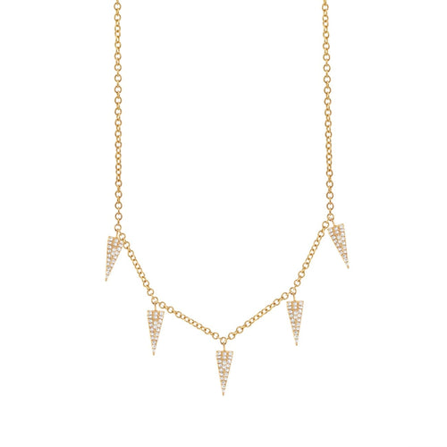 Shy Creation Jewelry - 14K YELLOW GOLD DIAMOND PAVE TRIANGLE NECKLACE | Manfredi Jewels