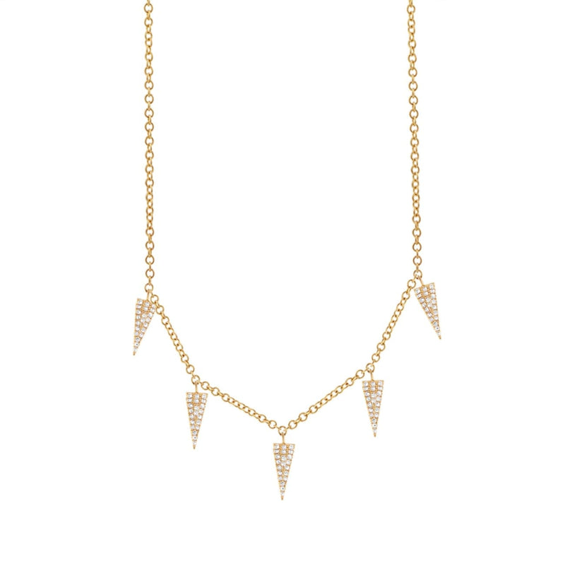 Shy Creation Jewelry - 14K YELLOW GOLD DIAMOND PAVE TRIANGLE NECKLACE | Manfredi Jewels