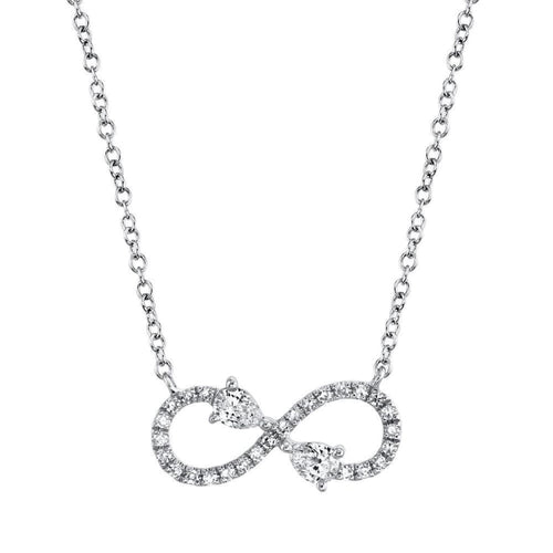 Shy Creation Jewelry - 14KT WHITE GOLD INFINITY SIGN NECKLACE SET WITH 0.22CTS OF DIAMONDS | Manfredi Jewels