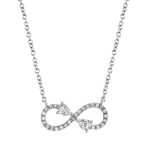 14KT WHITE GOLD INFINITY SIGN NECKLACE SET WITH  0.22CTS OF DIAMONDS