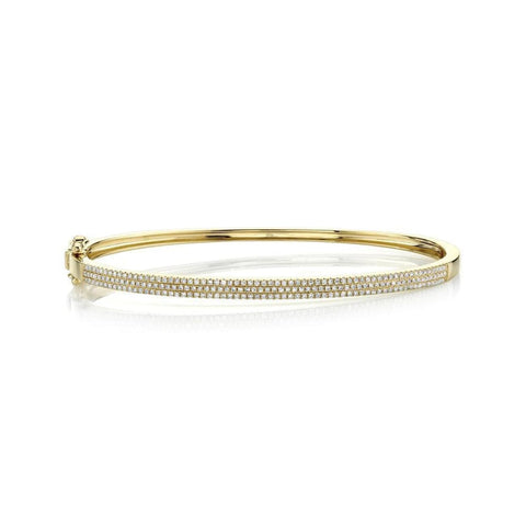 14KT YELLOW GOLD  DIAMOND PAVE BANGLE