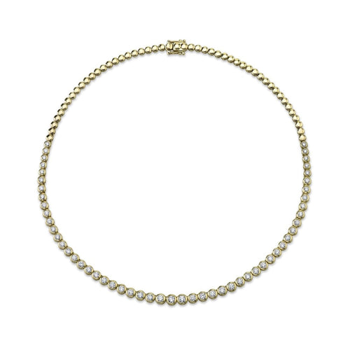 Shy Creation Jewelry - 14KT YELLOW GOLD DIAMOND TENNIS NECKLACE | Manfredi Jewels