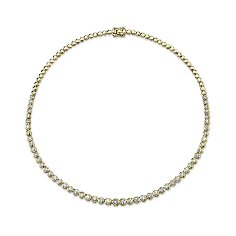 Shy Creation Jewelry - 14KT YELLOW GOLD DIAMOND TENNIS NECKLACE | Manfredi Jewels