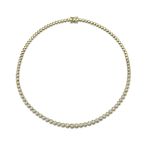 14KT YELLOW GOLD DIAMOND TENNIS NECKLACE
