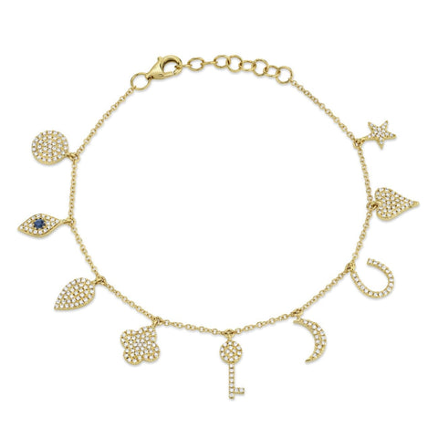 14KT YELLOW GOLD  GOOD LUCK CHARM BRACELET