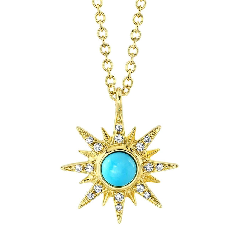 Shy Creation Jewelry - 14KT YELLOW GOLD TURQUOISE STAR NECKLACE | Manfredi Jewels