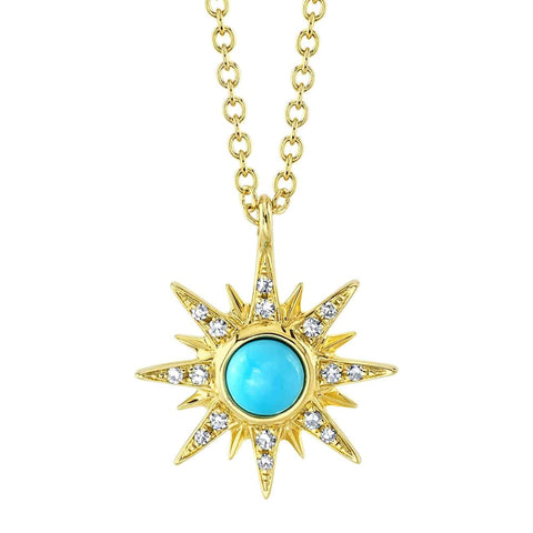 14KT YELLOW GOLD  TURQUOISE STAR NECKLACE