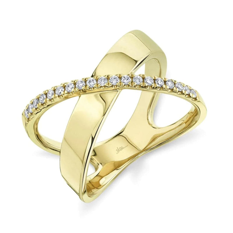 Shy Creation Jewelry - 14KT YELLOW GOLD WIDE CRISS CROSS RING | Manfredi Jewels