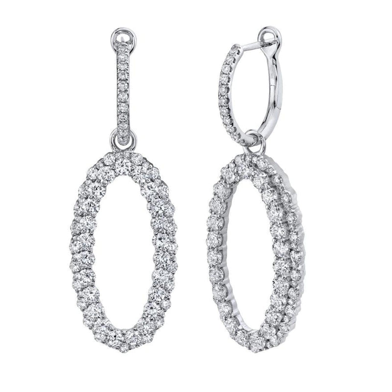 Shy Creation Jewelry - 3.00Ct 14K White Gold Diamond Oval Earring | Manfredi Jewels