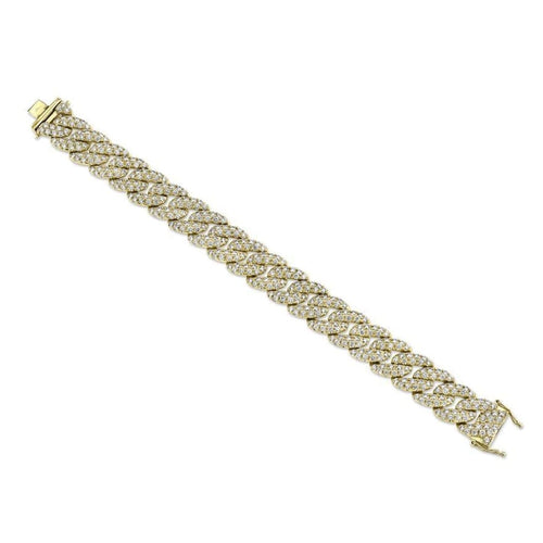 Shy Creation Jewelry - 8.33Ct 14K Yellow Gold Diamond Pave Chain Bracelet | Manfredi Jewels