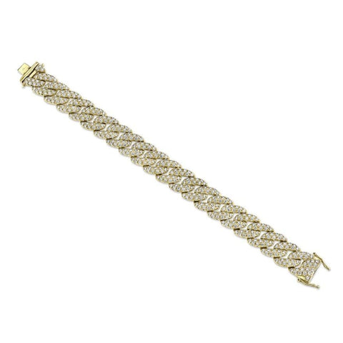 8.33Ct 14K Yellow Gold Diamond Pave Chain Bracelet