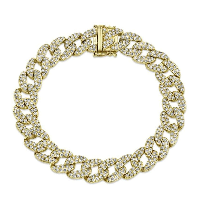 Shy Creation Jewelry - 8.33Ct 14K Yellow Gold Diamond Pave Chain Bracelet | Manfredi Jewels