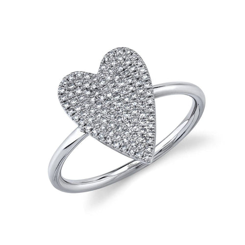 Shy Creation Jewelry - AMOR 0.26 CT DIAMOND PAVE HEART RING SMALL | Manfredi Jewels