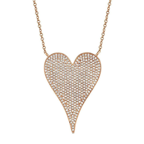 AMOR 0.83 CT DIAMOND PAVE HEART PENDANT NECKLACE - JUMBO