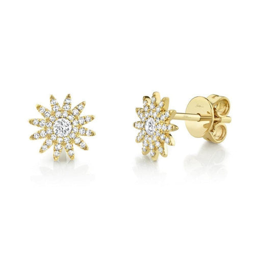 Shy Creation Jewelry - AURORA 0.24 CT YELLOW GOLD DIAMOND STARBURST STUD EARRING | Manfredi Jewels