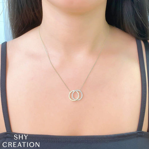 Shy Creation Jewelry - DIAMOND LOVE KNOT CIRCLE NECKLACE | Manfredi Jewels